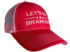 Image of Let's go brandon trucker hat red and pink mesh funny fjb cap