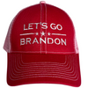 Image of Let's go brandon trucker hat red and pink mesh funny fjb cap